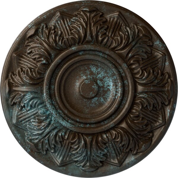 Ekena Millwork Whitman Ceiling Medallion (For Canopies up to 3 3/4"), 13"OD x 1 3/8"P, Bronze Blue Patina CM13WHBBS - main